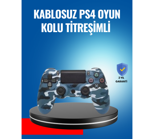 Bluetooth Kablosuz PS4 Gamepad Çift Motorlu Siyah Controller