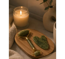 2 Parça Jade Stone Cilt Bakım Seti Şişkinlik Karşıtı Yüz Masajı