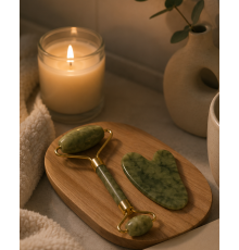 2 Parça Jade Stone Cilt Bakım Seti Şişkinlik Karşıtı Yüz Masajı