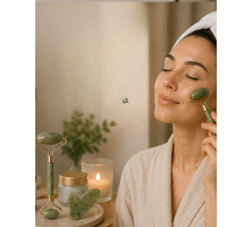 Doğal Jade Stone Yüz Masaj Seti Cilt Bakım ve Rahatlatıcı Bakım