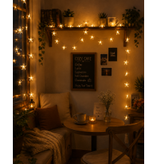 20 LED Yıldız Işık Zinciri Günışığı Beyaz Dekoratif Süs Lambası