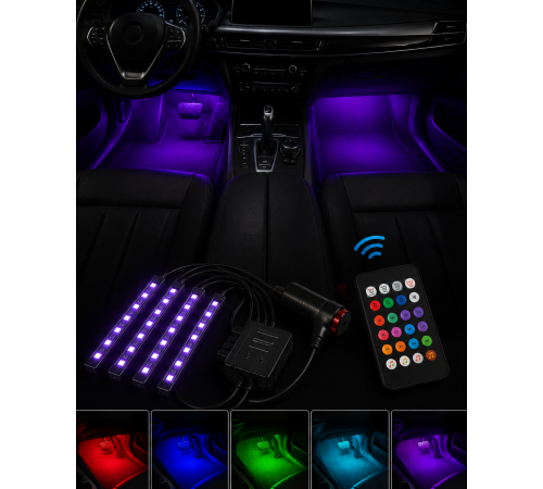 RGB Araç İçi Şerit LED Seti Müzik Kontrollü Ambiyans Aydınlatma