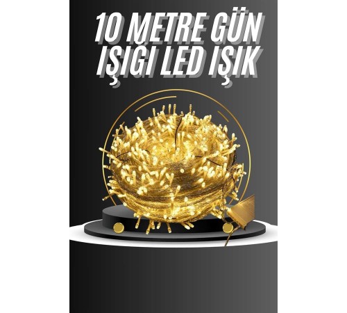 10 Metre Günışığı Led Işık Fişli Dekoratif Sarı Ton Aydınlatma 3 Modlu Led Şerit