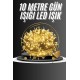 10 Metre Günışığı Led Işık Fişli Dekoratif Sarı Ton Aydınlatma 3 Modlu Led Şerit