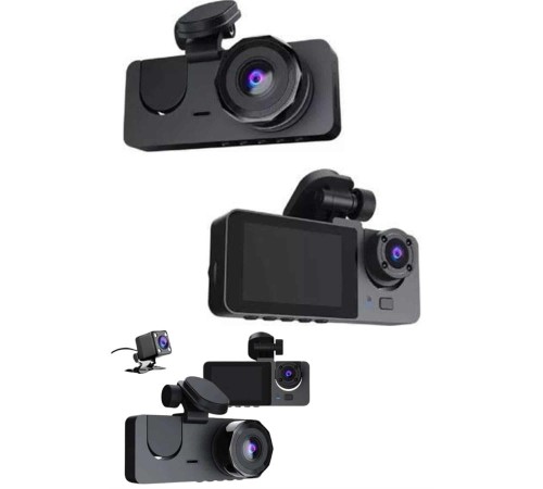 Yol Kayıt Araç Kamerası HD DVR 3 Kameralı 2.0in Ekranlı Ön İç Arka