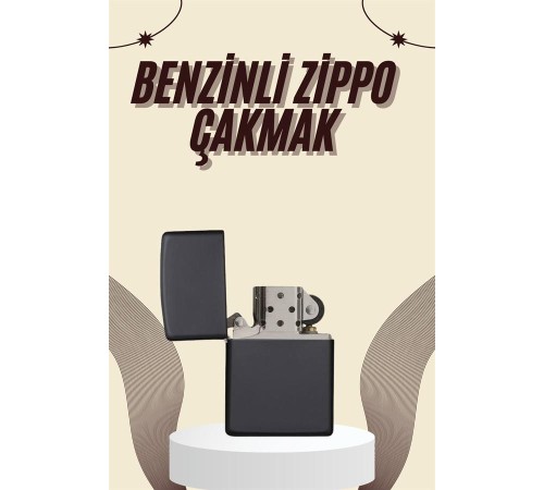 Çakmak Parlak Siyah Benzinli Çakmak Cep Boy Doldurulabilir