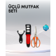Çok Fonksiyonlu Mutfak Makas Seti – 3 Makas, Bileyici ve Soyacak Dahil