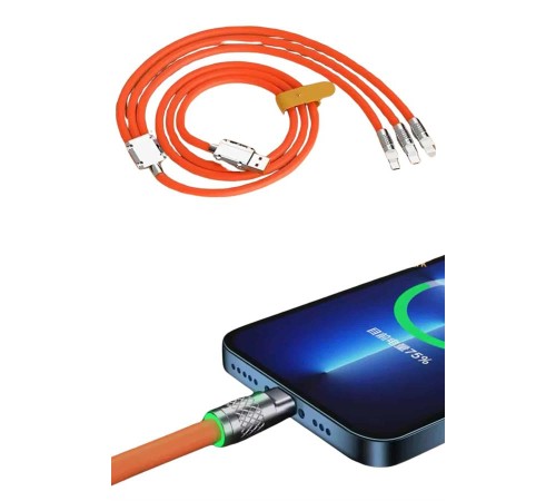 Çoklu Şarj Kablosu USB Type-C İOS Uyumlu 120W Hızlı Şarj Kablosu