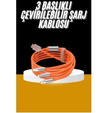 120W 3 İn 1 Uyumlu Silikon Şarj Kablosu Hızlı Şarj Kablosu