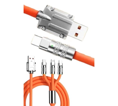 120W 3 İn 1 Uyumlu Silikon Şarj Kablosu Hızlı Şarj Kablosu