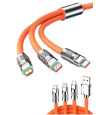 120W 3 İn 1 Uyumlu Silikon Şarj Kablosu Hızlı Şarj Kablosu