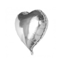 Gümüş Rengi Kalp Folyo Balon 60 Cm.