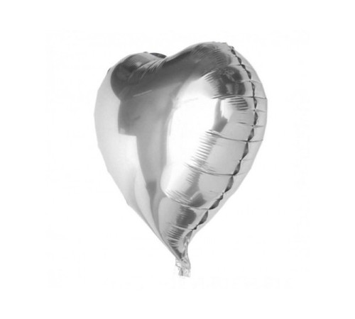Gümüş Rengi Kalp Folyo Balon 60 Cm.
