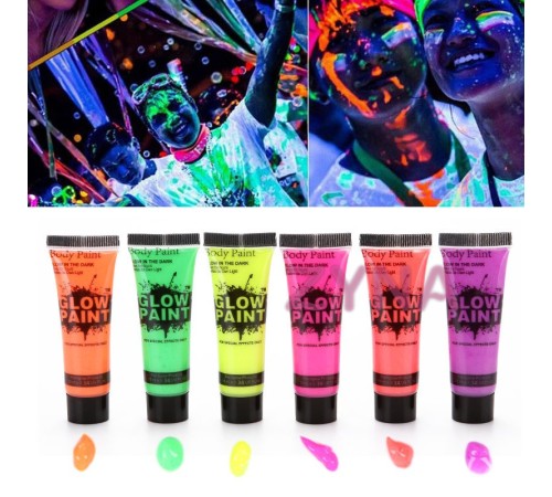 Neonlu Glow Parti Yüz Boyası 6 Renk 6 Adet Neonlu Glow Parti Yüz Boyası 6 Renk 6 Adet