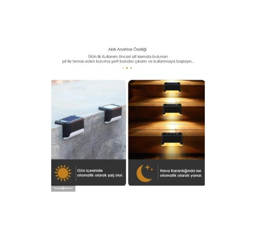 WaterProof Solar Merdiven Lambası 4 Adet WaterProof Solar Merdiven Lambası 4 Adet