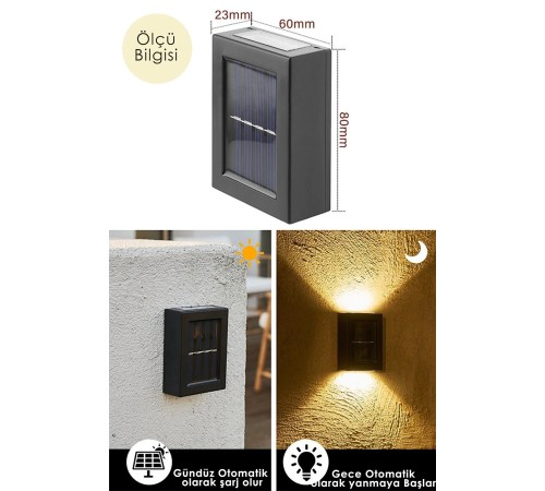 Solar Aplik Çift Taraflı Lamba Solar Aplik Çift Taraflı Lamba