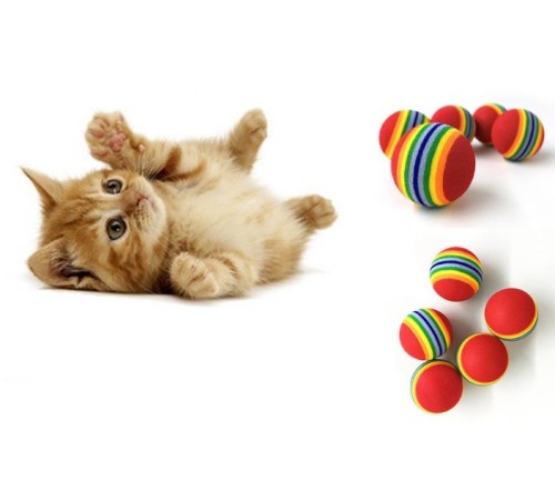 2 ADET GÖKKUŞAĞI RENKLI KEDI KÖPEK OYUN TOPU 2 ADET GÖKKUŞAĞI RENKLI KEDI KÖPEK OYUN TOPU