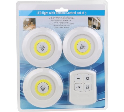 Uzaktan Kumandalı Yapışkanlı 3'lü Led Spot Lamba Uzaktan Kumandalı Yapışkanlı 3'lü Led Spot Lamba