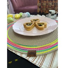 DecoHandy 39cm Neon Renkli Şeritli Jüt Örme Supla Amerikan Servis