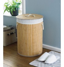 DecoHandy Yuvarlak Bambu Kirli Sepeti
