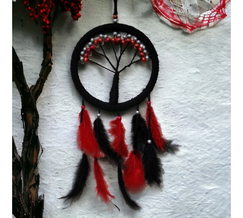 Siyah Kırmızı Hayat Ağacı Dream Catcher Siyah Kırmızı Hayat Ağacı Dream Catcher