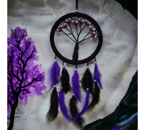 Mor İncili Hayat Ağacı Dream Catcher Mor İncili Hayat Ağacı Dream Catcher