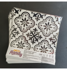 DecoHandy  Pvc Duvar Karosu 30x30cm 4'lü Paket - Siyah Beyaz Çini Desen  0,36m2