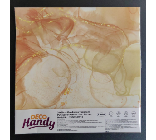 Decohandy 30x30 Cm Pvc Duvar Karosu 4'Lü Paket - Sarı Mermer Decohandy 30x30 Cm Pvc Duvar Karosu 4'Lü Paket - Sarı Mermer