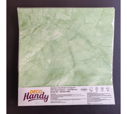 Decohandy 30x30 Cm Pvc Duvar Karosu 4'Lü Paket - Yeşil Mermer Decohandy 30x30 Cm Pvc Duvar Karosu 4'Lü Paket - Yeşil Mermer