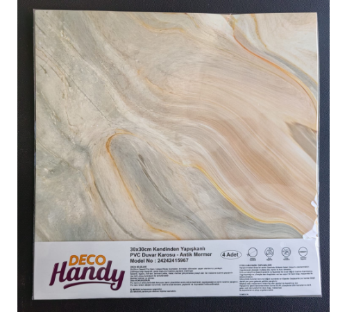 Decohandy 30x30 Cm Pvc Duvar Karosu 4'Lü Paket - Antik Mermer Decohandy 30x30 Cm Pvc Duvar Karosu 4'Lü Paket - Antik Mermer