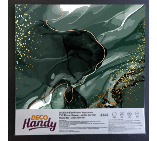 DecoHandy Pvc Duvar Karosu 30x30cm 4'Lü Paket - Zümrüt 0,36m2 DecoHandy Pvc Duvar Karosu 30x30cm 4'Lü Paket - Zümrüt 0,36m2