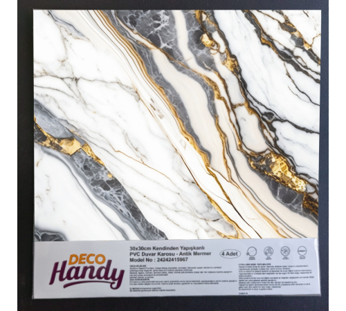 DecoHandy Pvc Yapışkanlı Yer Karosu 30x30cm 4'Lü Paket - Beyaz İnci 0,36m2 DecoHandy Pvc Yapışkanlı Yer Karosu 30x30cm 4'Lü Paket - Beyaz İnci 0,36m2