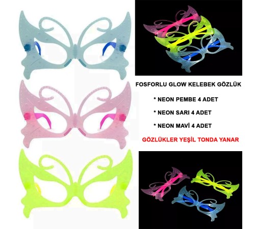 Fosforlu Neon Parti Gözlüğü Seti 12 Adet Fosforlu Neon Parti Gözlüğü Seti 12 Adet