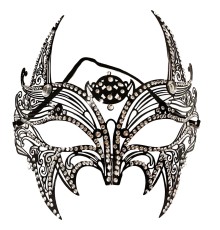 Siyah Lazer Kesim Kristal Taşlı Metal Lüks Maske