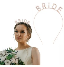 Rose Gold Bekarlığa Veda Kristal Taş Bride Tacı