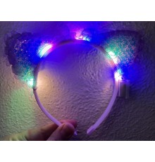Mor Pullu Led Işıklı Kedi Kulak Taç