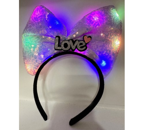 Led Işıklı Gümüş Love Yazılı Lila Fiyonk Taç Led Işıklı Gümüş Love Yazılı Lila Fiyonk Taç