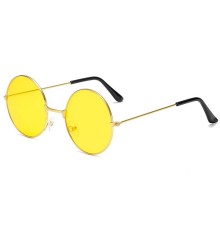 Yuvarlak Cam John Lennon Tarzı Gold Çerçeveli Sarı Gözlük
