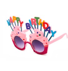 Happy Birthday Yazılı Pembe Fuşya Parti Gözlüğü