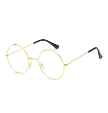 John Lennon Tarzı Gold Çerçeveli Şeffaf Gözlük