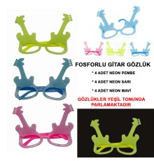 Fosforlu Gitar Glow Parti Gözlüğü 12 adet