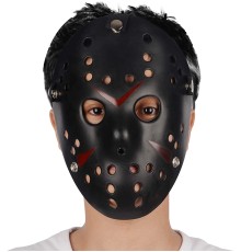 Siyah Kırmızı Çizgili Jason Hannibal Maskesi