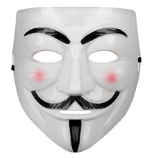 Beyaz Pembe Yanaklı V For Vendetta Maskesi