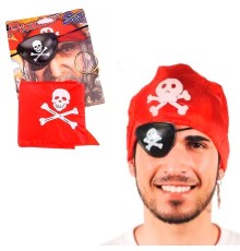 Korsan Bandana, Göz Maskesi ve Küpe 3'lü Kostüm Seti