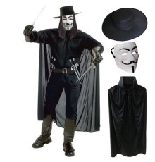 V For Vendetta Maskesi Şapka Pelerin Seti