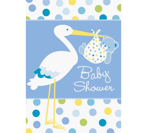 Baby Boy Stork Temalı Mavi Davetiye 8 Adet Baby Boy Stork Temalı Mavi Davetiye 8 Adet