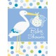 Baby Boy Stork Temalı Mavi Davetiye 8 Adet
