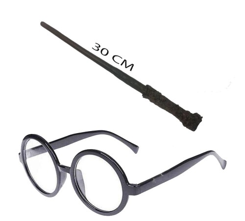 Harry Potter Asası ve Siyah Çerçeveli Gözlük Seti Harry Potter Asası ve Siyah Çerçeveli Gözlük Seti