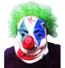 Yeşil Afro Peruklu Palyaço Maske