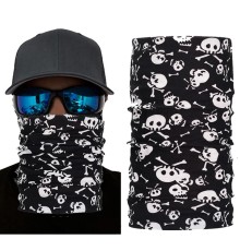 Siyah Beyaz İskelet Baskılı Buff Bandana